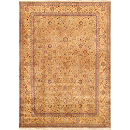 Wall-To-Wall Tabriz Collection Hand-Knotted Lambs Wool Area Rug, Yellow - 7 ft. 11 in. x 10 ft. WA2475529
